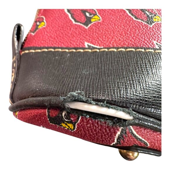 Dooney & Bourke NFL Arizona Cardinals Satchel Bag Red & Black Leather Trim READ - Picture 4 of 16